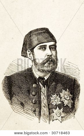Ritratto di Meheme Pascià, viceré d'Egitto. Illustrazione da Alwin Zschiesche, pubblicato su 