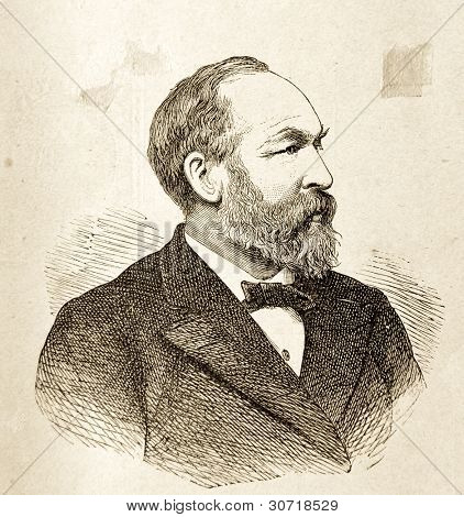 Ritratto di Garfield, Presidente degli Stati Uniti. Illustrazione da Alwin Zschiesche, pubblicato su
