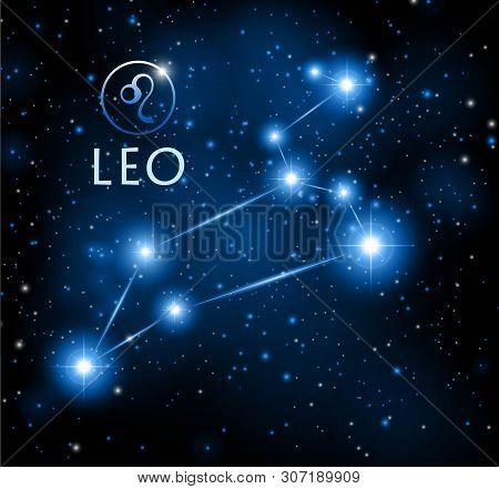 Abstract Space Background With Stars And Lion Constellation