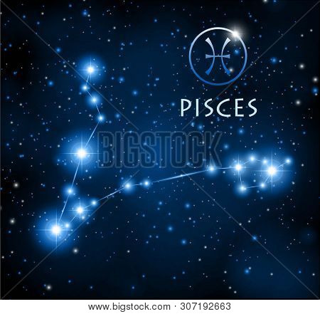 Abstract Space Background With Stars And Pisces Constellation