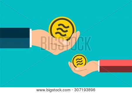 Libra Coin Hand Holding.give A Medal Bitcoin,vector Illustration Eps.10