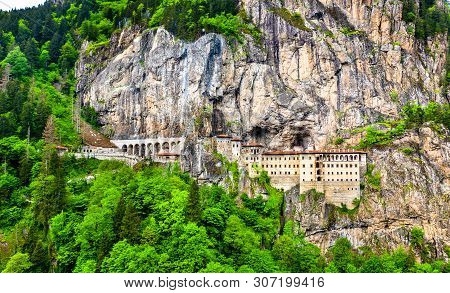 View Of Sumela Monastery At Mela Mountain In Turkey