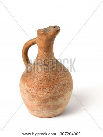 A Traditional Georgian Clay Wine Jug On A White Background, Isolated