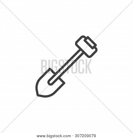 Spade Tool Line Icon. Linear Style Sign For Mobile Concept And Web Design. Short Shovel Outline Vect
