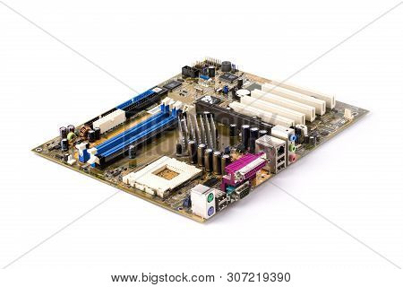 Motherboard Of A Personal Computer On White Background