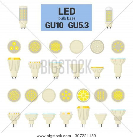 Led Light Gu10 Bulbs Vector Colorful Icon Set