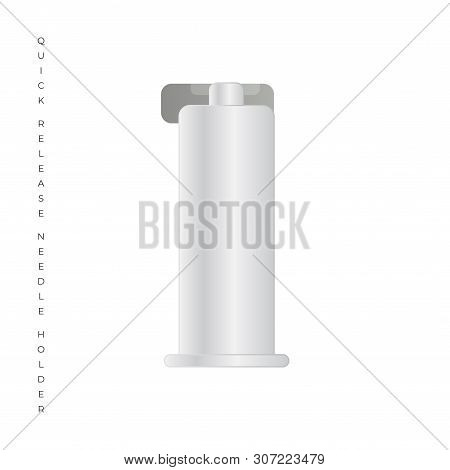 Quick Release Needle Holder Vector Illustration Isolated On White Background. Winged Infusion Set Of