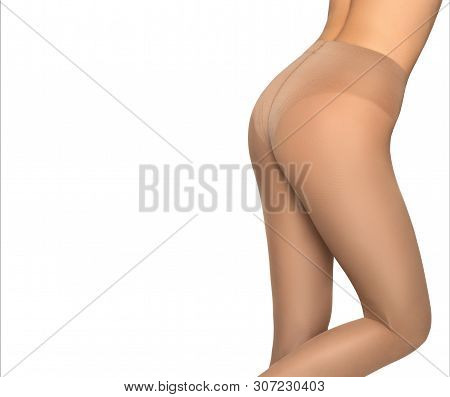 Fit And Beautiful Legs In Sexy Pantyhose. Woman In Hosiery.