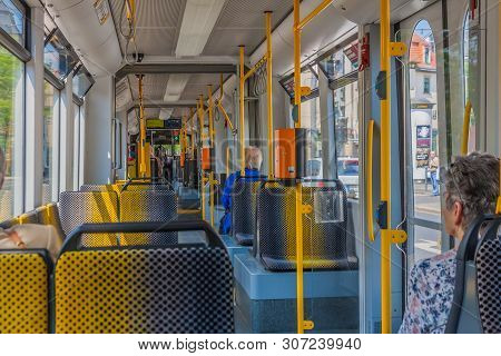Inside The Modern Tram Cabin In Dresden
