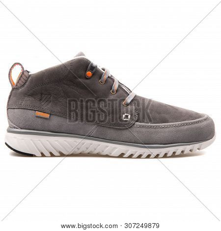 Vienna, Austria - August 25, 2017: K-swiss Blade Light Landcruiser Grey Sneaker On White Background.