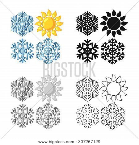 Vector Illustration Of Snowflake And Falling Icon. Collection Of Snowflake And Winter Vector Icon Fo