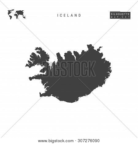Iceland Blank Vector Map Isolated On White Background. High-detailed Black Silhouette Map Of Iceland