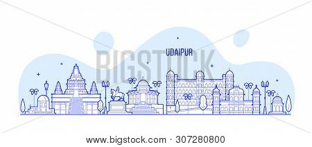 Udaipur Skyline Rajasthan India Big City Vector