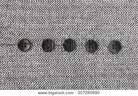 Black Button On Zig Zag Pattern Or Triangle Pattern On Center Frame. 5 Button On Zig Zag Pattern Or 