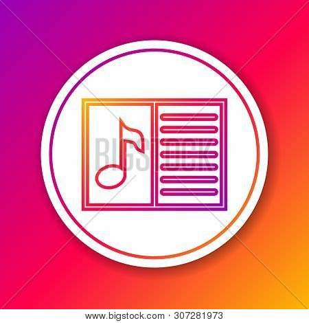 Color Music Book With Note Line Icon Isolated On Color Background. Music Sheet With Note Stave. Note