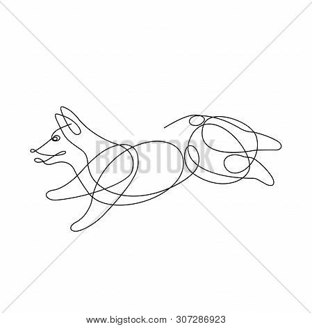 Corgi Dog On Line Drawind Continuous Line Vector