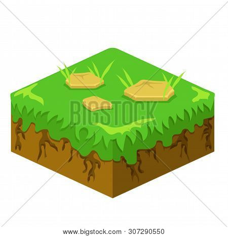 Soil Layers Vector Isometric Element. Platform Of Texture Of Soil. Game Design Ground 3d Isometric T