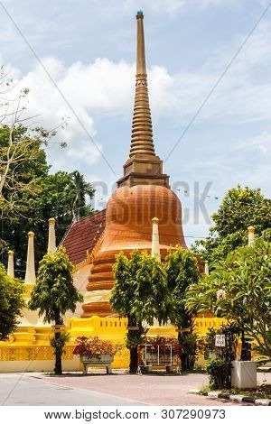 Phuket, Thailand - May 1st 2012: Stupa, Wat Putta Mongkon Aka Wat Klang. This Is Phukets Most Import