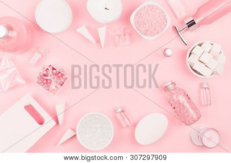 Natural Skin Care Products, Accessories For Bathroom - Cream, Salt, Essential Oil, Soap, Towel, Perf