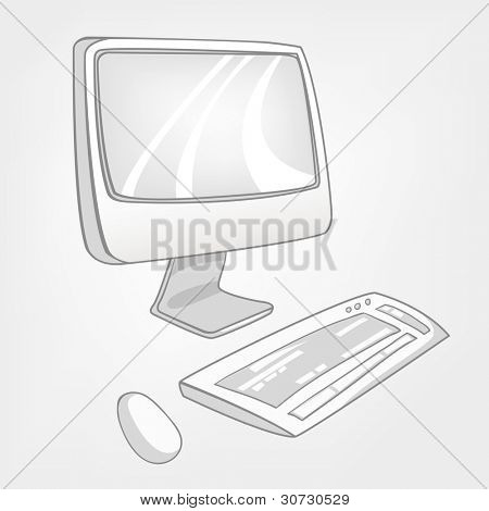 Cartoon casa Appliences Computer isolato su sfondo bianco. Vector.