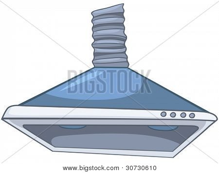 Cartoon casa Appliences Cooker Hood isolato su sfondo bianco. Vector.