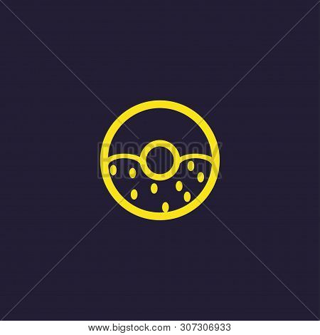 Valentine Day Sewwt Yellow Donut Icon. Romantic Design Elements Isolated. Thin Line Version. Vector 