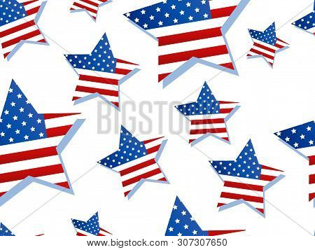 Surfboards With Usa Flag On A White Background. Types Of Surfboards With A Pattern. Vector Illustrat