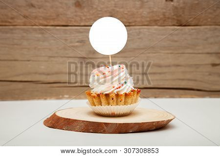 Topper Mockup Display, Styled Round Label Cupcake Mockup For Your Design