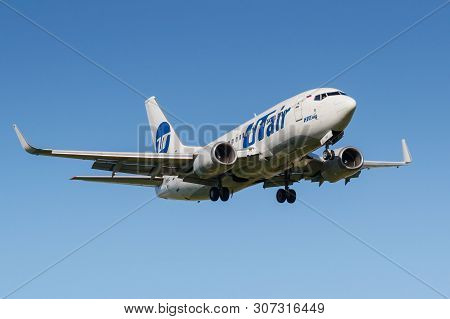 Moscow, Russia - May 19, 2019: Aircraft Boeing 737-524(wl) Vp-bxq Of Utair Aviation Landing At Vnuko