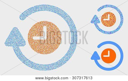 Pixel And Mosaic Rotate Clockwise Icons. Vector Icon Of Rotate Clockwise Created Of Random Circle El