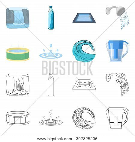Isolated Object Of Water And Drop Icon. Set Of Water And Splash Vector Icon For Stock.