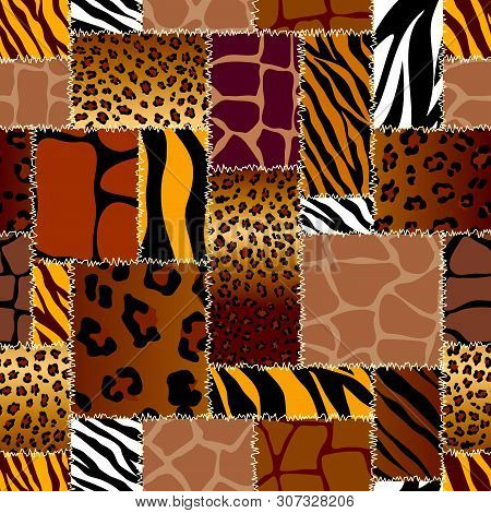 Patchwork Textile Pattern. Seamless Quilting Design Background.