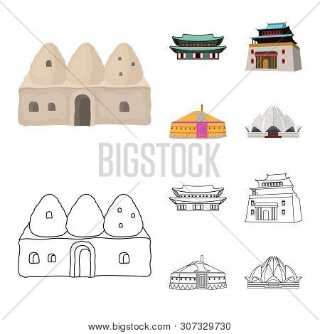Vector Design Of Town And Chinatown Sign. Collection Of Town And Asian Vector Icon For Stock.