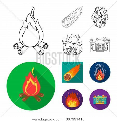 Vector Illustration Of Fire And Flame Logo. Set Of Fire And Fireball Vector Icon For Stock.