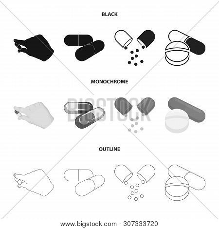 Vector Design Of Pill And Medicine Symbol. Collection Of Pill And Vitamin Vector Icon For Stock.