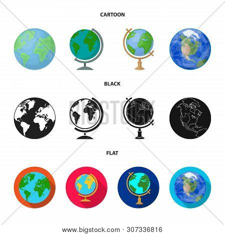 Vector Illustration Of Globe And World Sign. Set Of Globe And Earth Stock Vector Illustration.