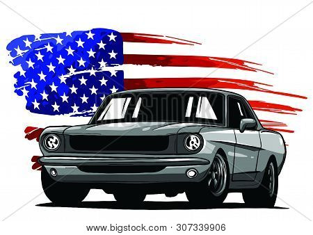 Vector Graphic Design Illustration Of An American Muscle Car