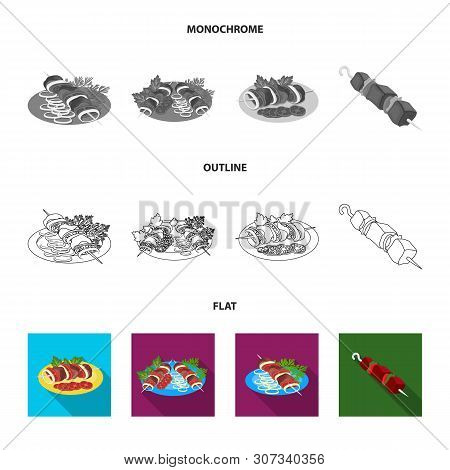 Vector Illustration Of Grill And Bbq Icon. Set Of Grill And Cover Vector Icon For Stock.
