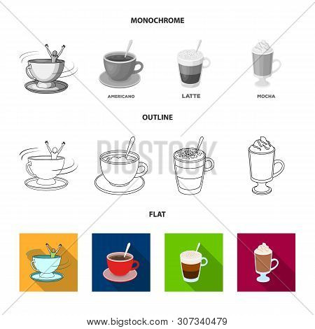 Isolated Object Of Cup And Coffe Icon. Set Of Cup And Top Stock Vector Illustration.