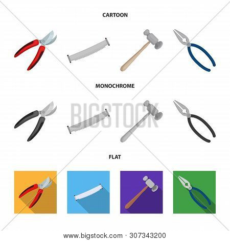 Vector Illustration Of Tool And Construction Logo. Collection Of Tool And Carpentry Vector Icon For 