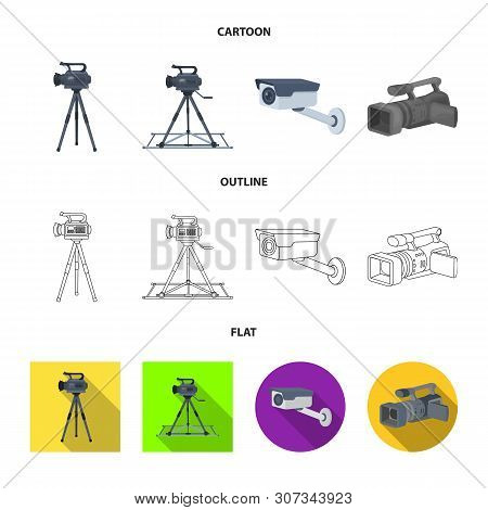 Vector Design Of Camcorder And Camera Icon. Set Of Camcorder And Dashboard Stock Vector Illustration