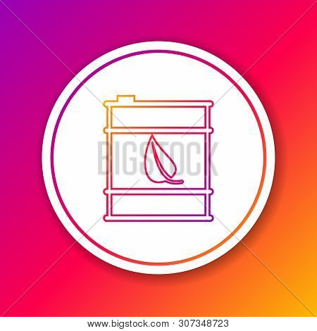 Color Bio Fuel Barrel Line Icon Isolated On Color Background. Eco Bio And Canister. Green Environmen