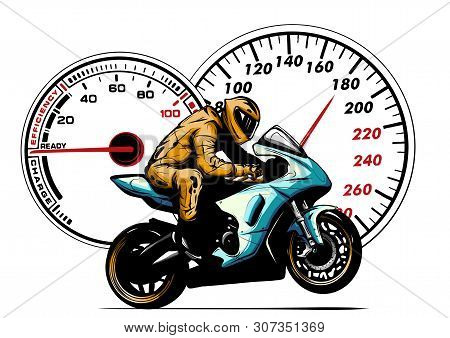 Vector Illustration Sport Superbike Motorcycle With Struments