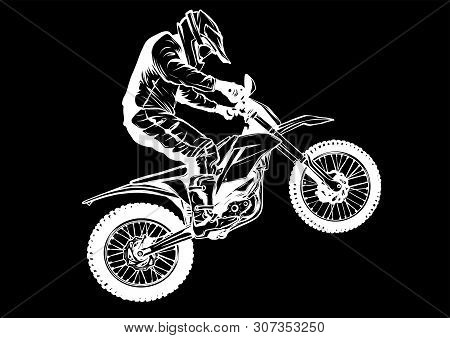 Motocross Rider Ride The Motocross Bike Vector Illustration