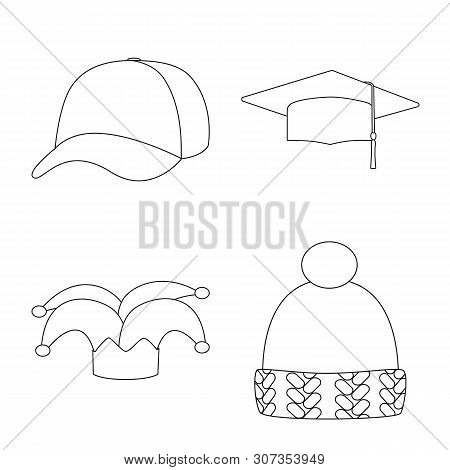 Vector Illustration Of Headgear And Napper Icon. Collection Of Headgear And Helmet Vector Icon For S
