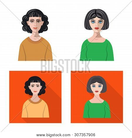 Vector Illustration Of Hairstyle And Profession Icon. Set Of Hairstyle And Character Vector Icon For