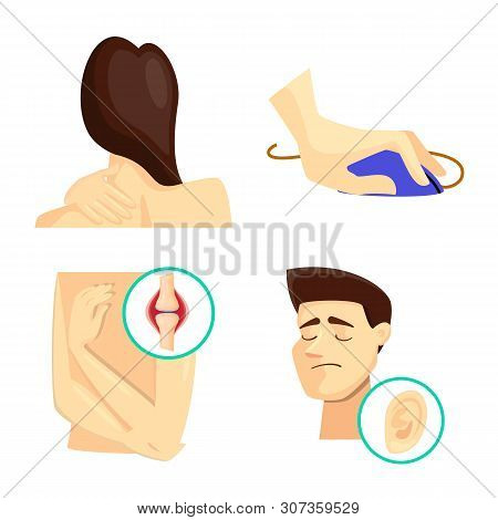 Vector Illustration Of Pain And Disease Icon. Set Of Pain And Injury Stock Symbol For Web.