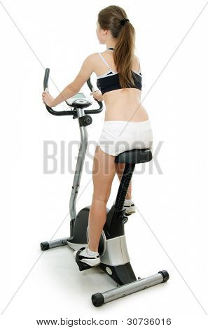หญิงสาวจะหมั้นในการ velosimulator