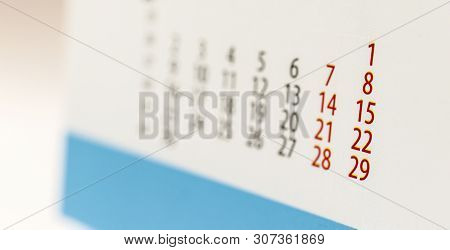 Calendar Sheet. Calendar Of The Year Two Thousand Nineteen. September. Time Is Passing.