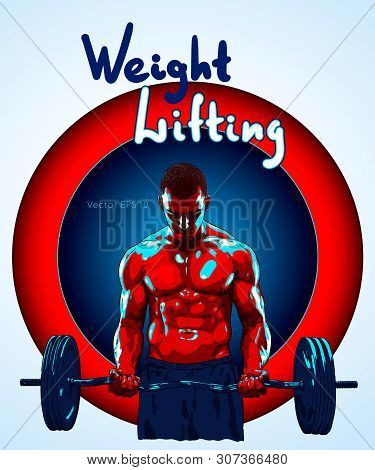 Weight Lifter Man Lifting Heavy Weight For Sports.